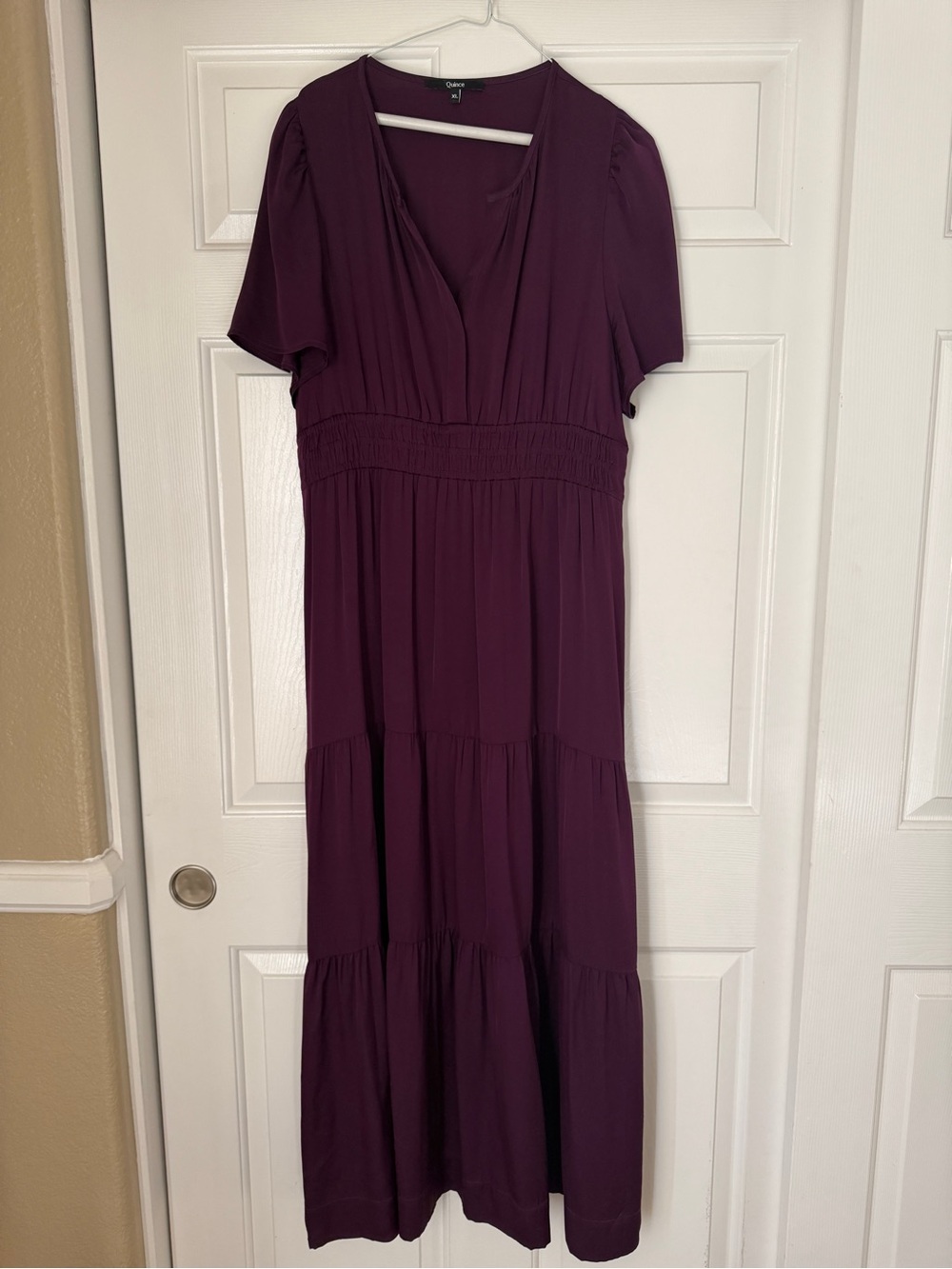 Quince Plum Tiered Maxi Dress with Smocked Waist
